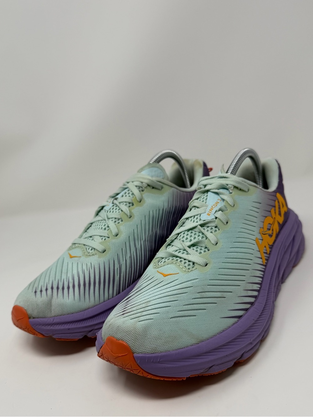 Hoka Women's Rincon 3 Mint Green, Purple & Orange Running Sneakers Sz. 9.5